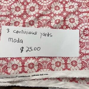 Moda Crimson and Ivory Lace Fabric